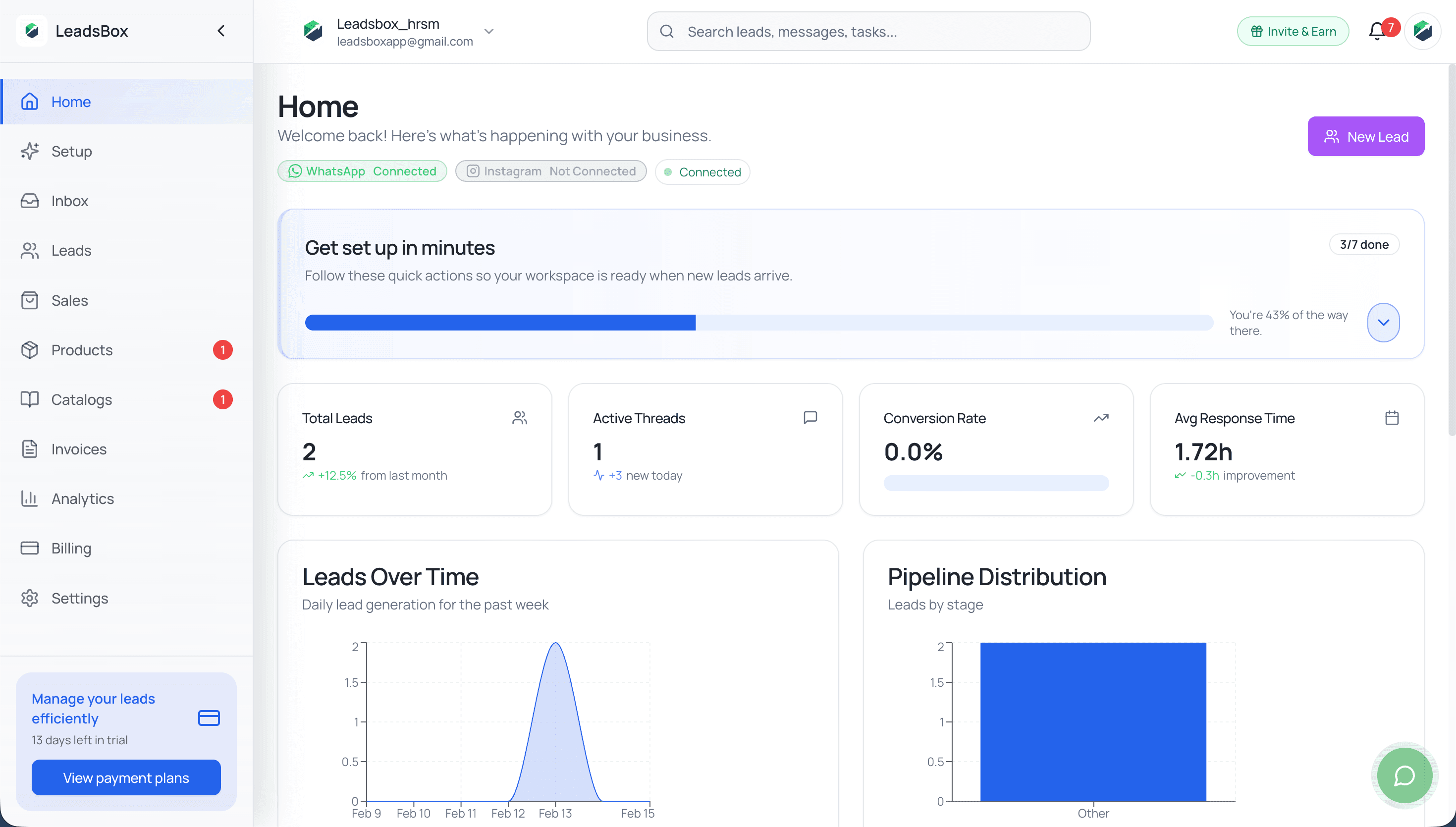 LeadsBox Dashboard Preview